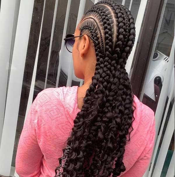 4. 6 feed in braids to the back with weave