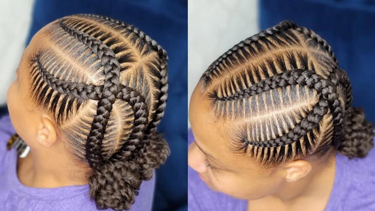 Criss-crossed stitched cornrows