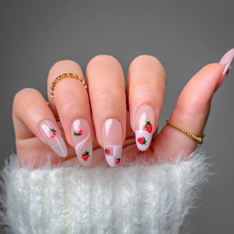 Strawberries Abstract Nails