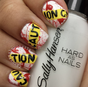 Caution Tape Nail design for Halloween