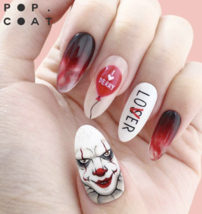 “It” Nail Art design for nail ideas for halloween